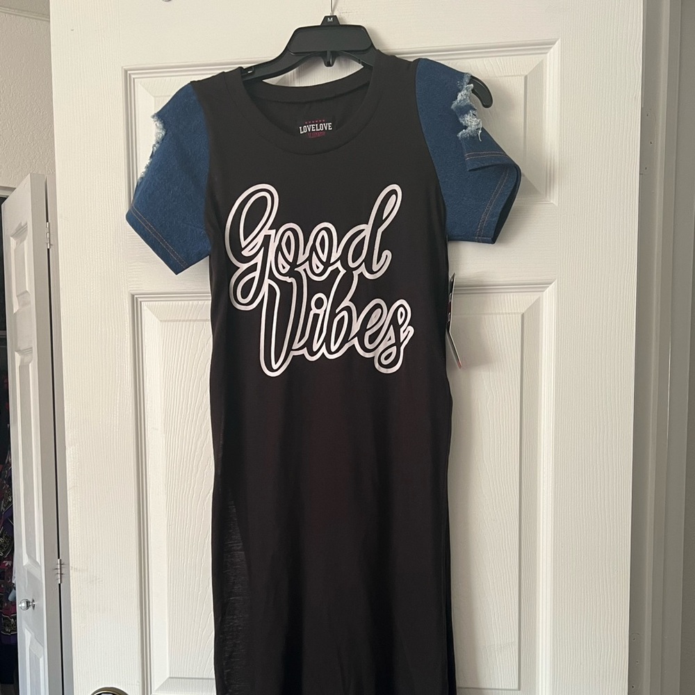 Good vibes long Maxi shirt with splits on each side